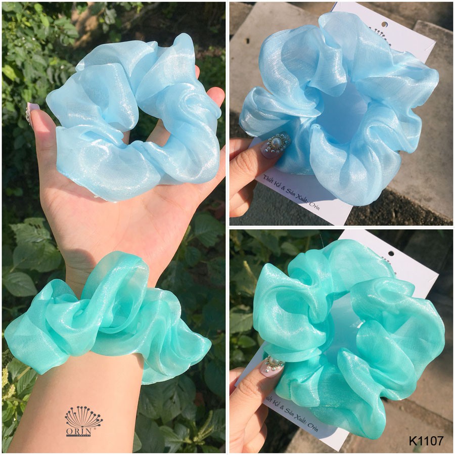 Dây buộc tóc scrunchies voan ánh nhũ nhiều màu siêu đẹp Orin K1107