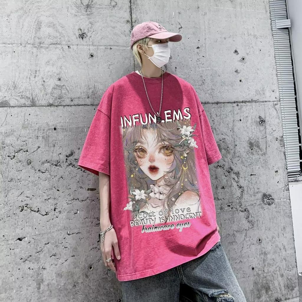 Áo Thun Tay Ngắn Dáng Rộng In Chữ Phong Cách Hip Hop Thời Trang Mùa Hè Cho Nam Giới Có 5 Màu Size M-5XL