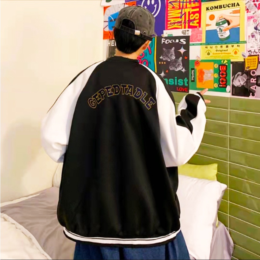 Áo khoác bomber 2 lớp kẻ sọc áo khoác gió 2 lớp phong cách Hàn Quốc áo khoác varsity jacket thời trang áo khoác bóng chày nam from rộng áo choàng