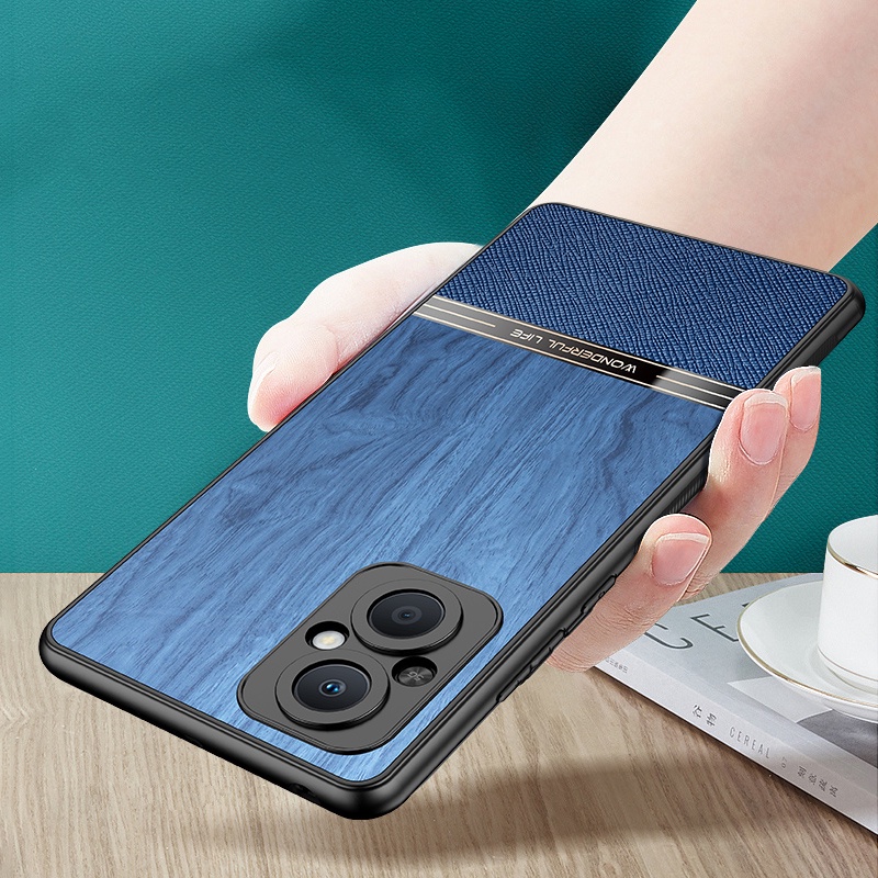Ốp Điện Thoại Da PU Mềm Chống Sốc Họa Tiết Gỗ Sang Trọng Cho OPPO Reno 7Z 5G