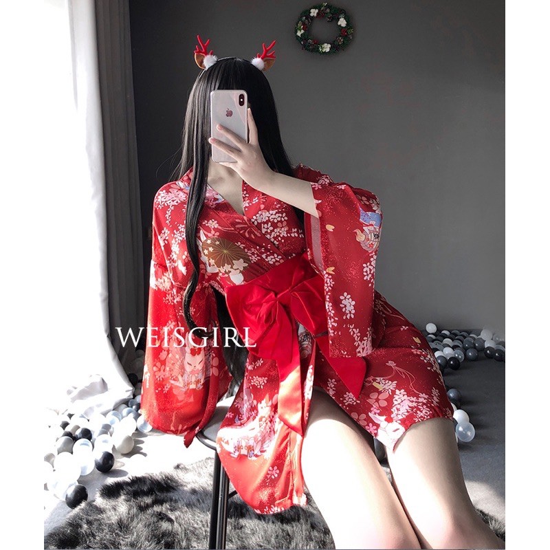 QR1597 Kimono Đai Nơ Họa Tiết Nhật Bản • Trang Phục Cổ Trang Geisha Cao Cấp • Cóplay Gái Nhật Sexy • MY9580 | BigBuy360 - bigbuy360.vn