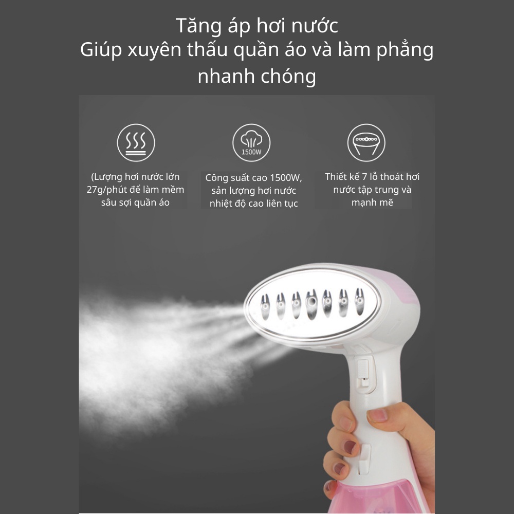 Bàn là hơi nước cầm tay 1500W mini cao cấp bảo hành 12 tháng HF003