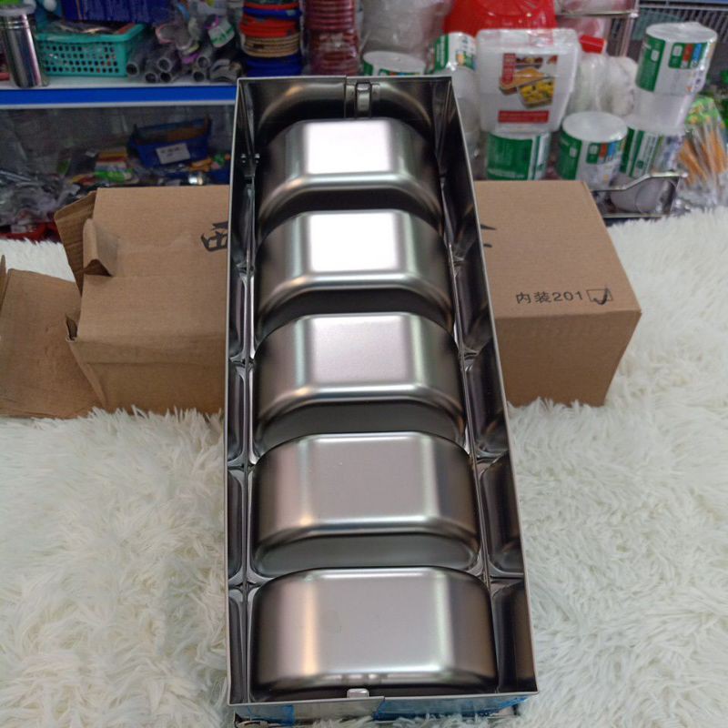 Khay topping inox 5 ngăn