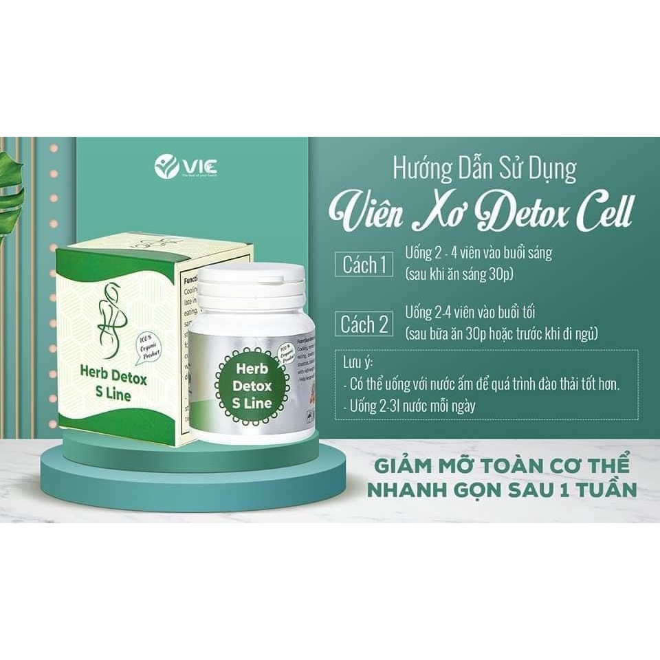 GIẢM CÂN THẢI ĐỘC HERD DETOX S LINE - Viên Xơ Detox Cell VIC GIÚP GIẢM MỠ BỤNG EO THON GỌN