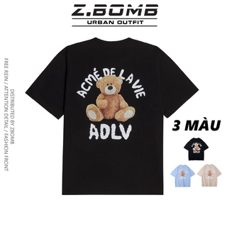 ADLV Áo Thun Tay Lỡ Teddy Bear Oversize Unisex Nam Nữ Freesize Form Rộng Cổ Tròn Acme De LaVie ZBOMB