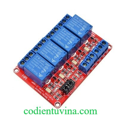 Module 4 relay 5V với opto cách ly kích H/L (Màu đỏ)