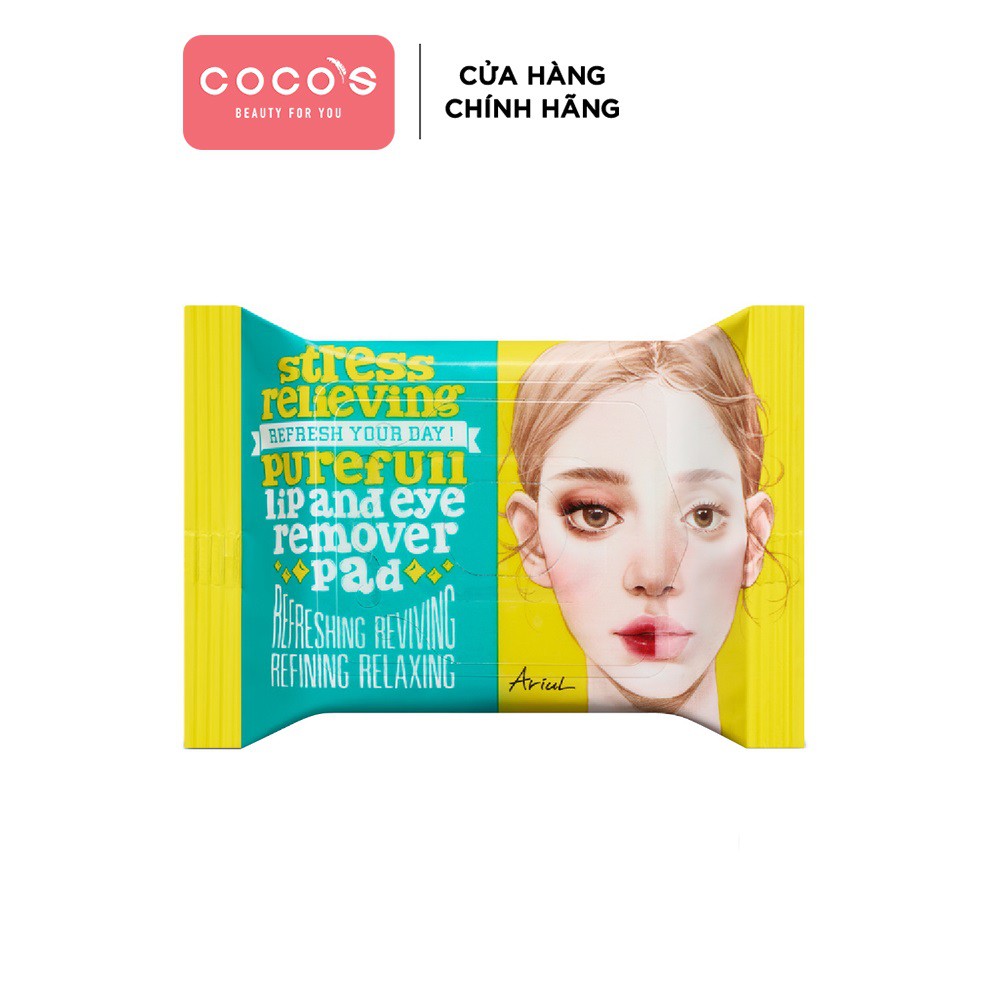 Khăn Giấy Tẩy Trang Mắt Và Môi Ariul Stress Relieving Purefull Lip And Eye Remover Pad 55g