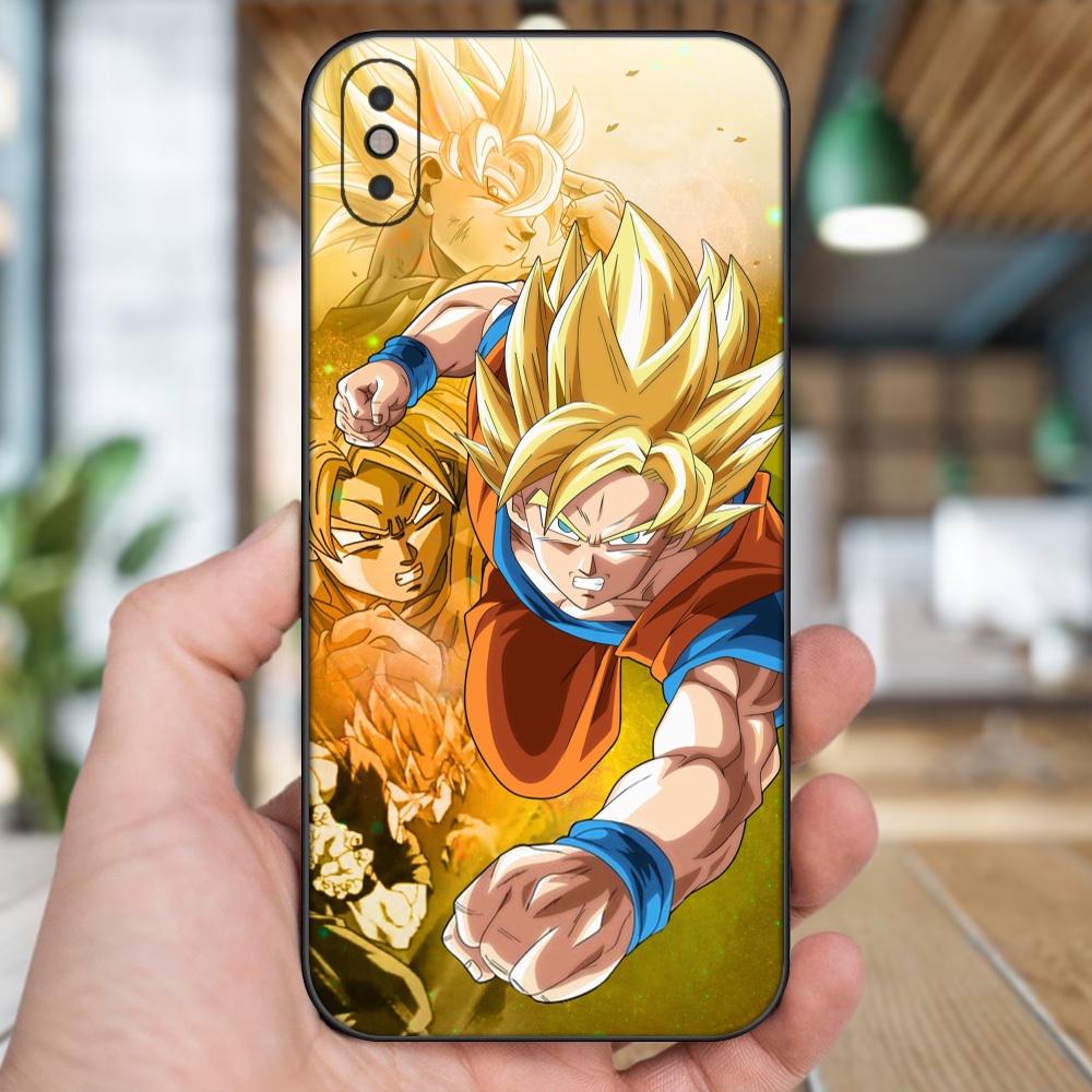 Ốp lưng iPhone Xs Max dẻo đen cạnh vuông in hình Goku Dragon Ball