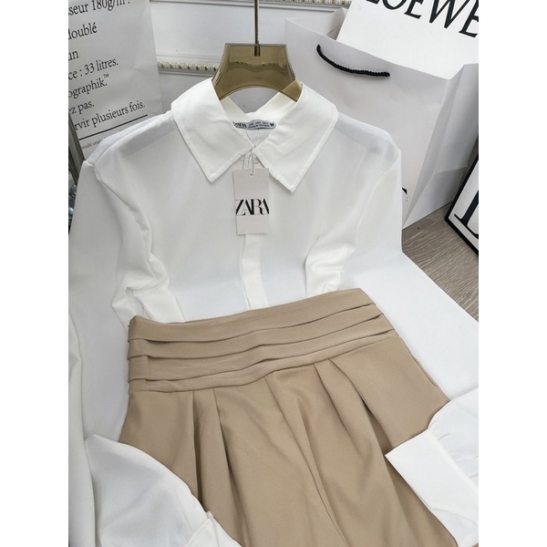 [ 𝐅𝐑𝐄𝐄 𝐒𝐇𝐈𝐏 ] SÉT ÁO SƠ MI TAY DÀI BỒNG MIX QUẦN CẠP LY . CHẤT SƠ MI LỤA QUẦN TUYẾT MƯA Ạ