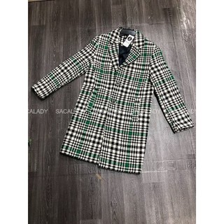 Áo Khoác Dạ WOLLIS Caro Trắng Xanh Lớp - 2617
