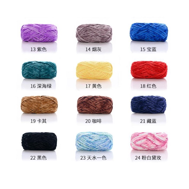 Len nhung chenille bảng màu 2 hàng có sẵn