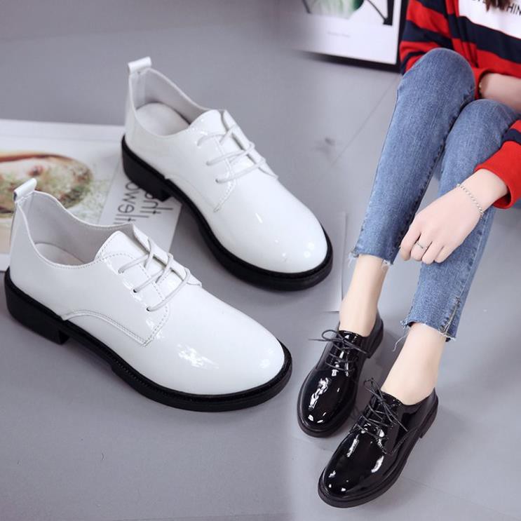 Giày Da Thắt Dây Phong Cách Hàn Quốc Trẻ Trung Dành Cho Nữ