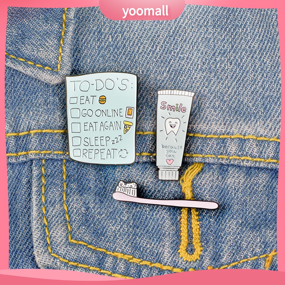 Ghim cài áo hình bàn chải/ kem đánh răng/ danh sách việc cần làm độc đáo