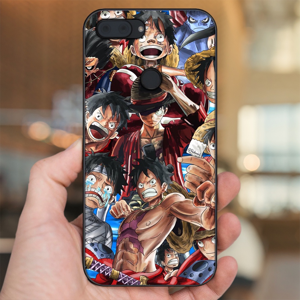 Ốp lưng Xiaomi Mi 8 Lite viền đen in hình Luffy One Piece