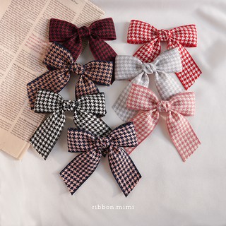 [ Hàng Thiết Kế ] Kẹp Tóc Nơ Caro Handmade Cao Cấp Ribbon.mimi Carol cột / kẹp