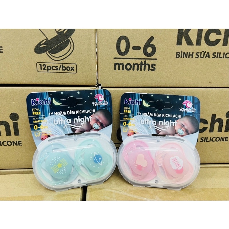 Ti giả Kichi Ultra Air chỉnh nha, thông khí, đầu dẹt siêu mềm cho bé [Hàng chính hãng]