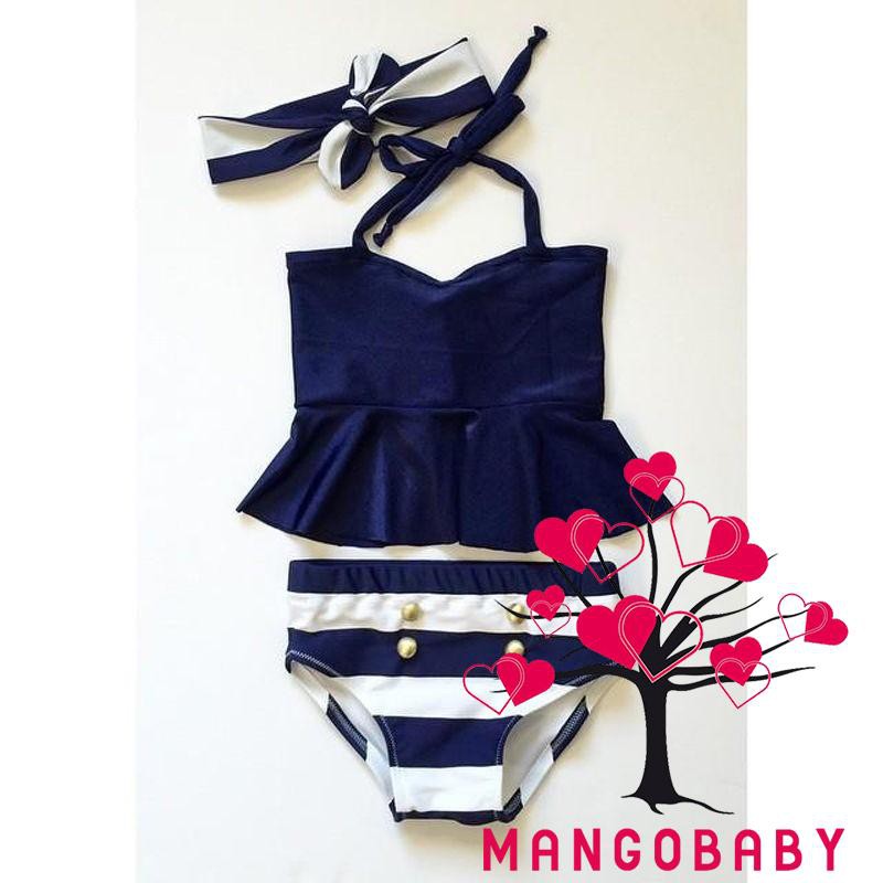 Bộ Đồ Bơi Bikini Màu Xanh Navy Thời Trang Cho Bé Gái 0 Tuổi