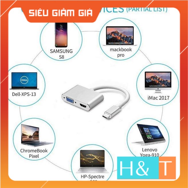 Usb Type-C To USB-C 4K HDMI USB 3.0 3 trong 1 hỗ trợ điện thoại Samsung MHL macbook cáp chuyển đổi typec to HDMI