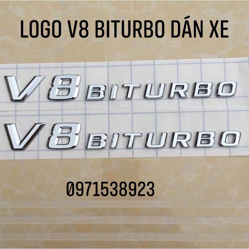 logo chữ V12 biturbo và V8 biturbo dán đuôi xe mercedes-benz dán thân xe hàng xịn cao cấp