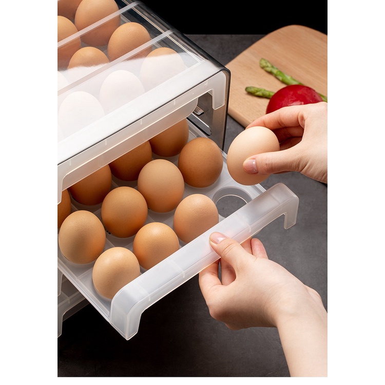Khay để 32 Trứng gà vịt, nhựa cứng cao cấp 2 tầng tiện dụng nhỏ gọn