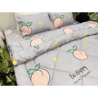 Bộ chăn ga gối Poly mẫu đào tím hothit