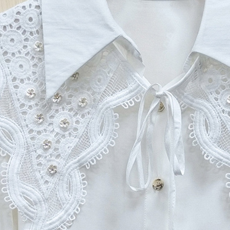 Khăn Choàng Cổ Ren Rỗng Tròn Họa Tiết Hoa Đính Ngọc Trai Gợn Sóng Có Thể Tháo Rời Cho Búp Bê Nữ