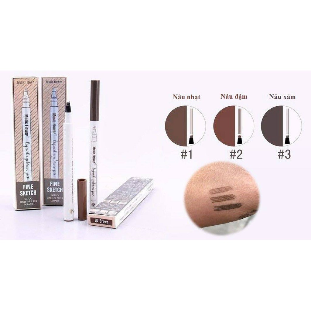 Bút Vẽ Chân Mày Dạng Xăm 4D Music Flower - 02