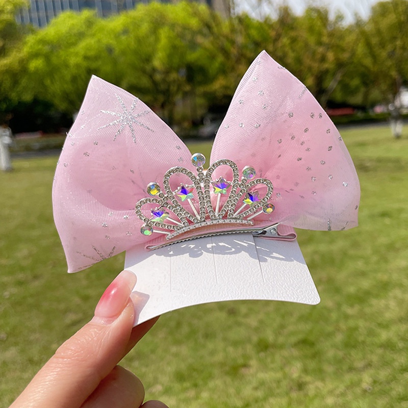 Kẹp tóc vương miện nơ to cho bé gái phụ kiện tóc cho bé gái