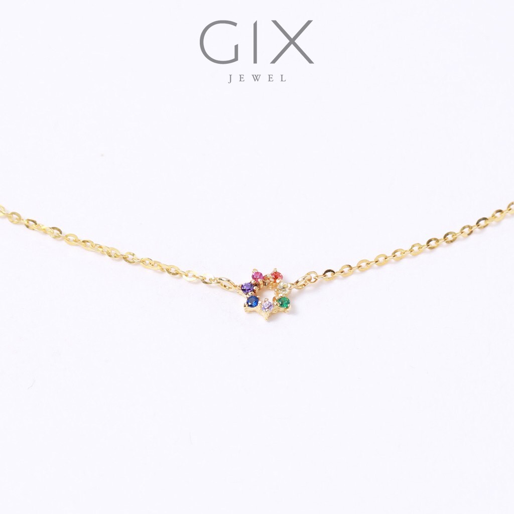 Dây chuyền bạc trang sức nữ mạ vàng cầu vồng hoa Gix Jewel DC27