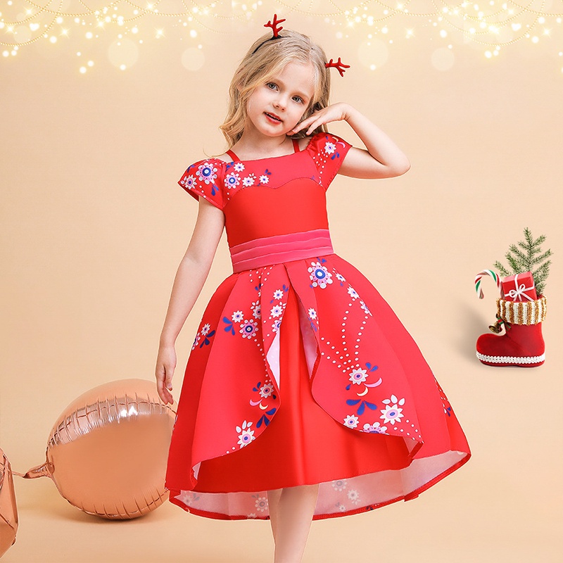 Đầm In Hình Ông Già Noel Xinh Xắn Cho Bé Gái