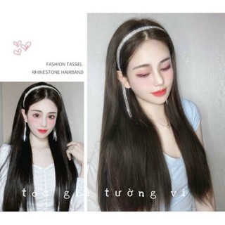 tóc giả nữa đầu cài băng đô đá❤️ dính tóc thẳng cao cấp