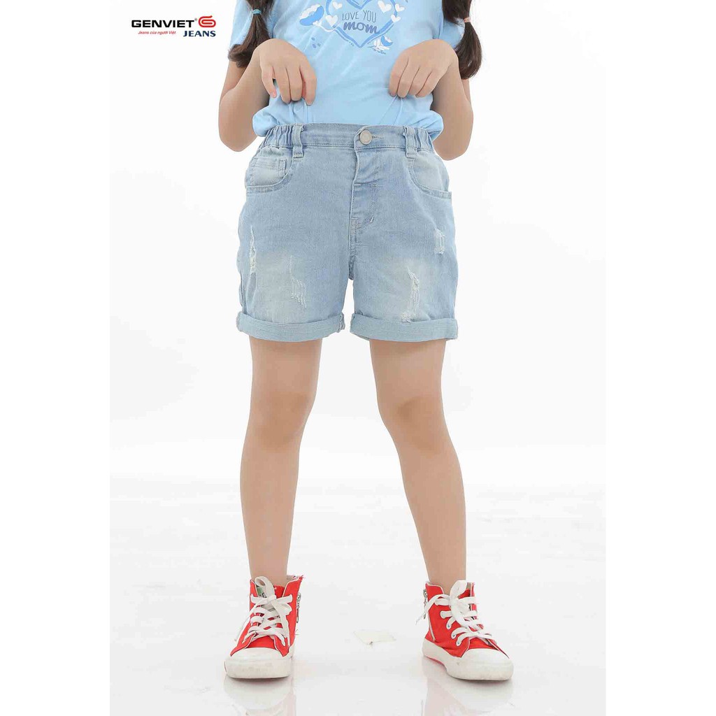 Quần short jeans bé gái BQ421J371 GENVIET