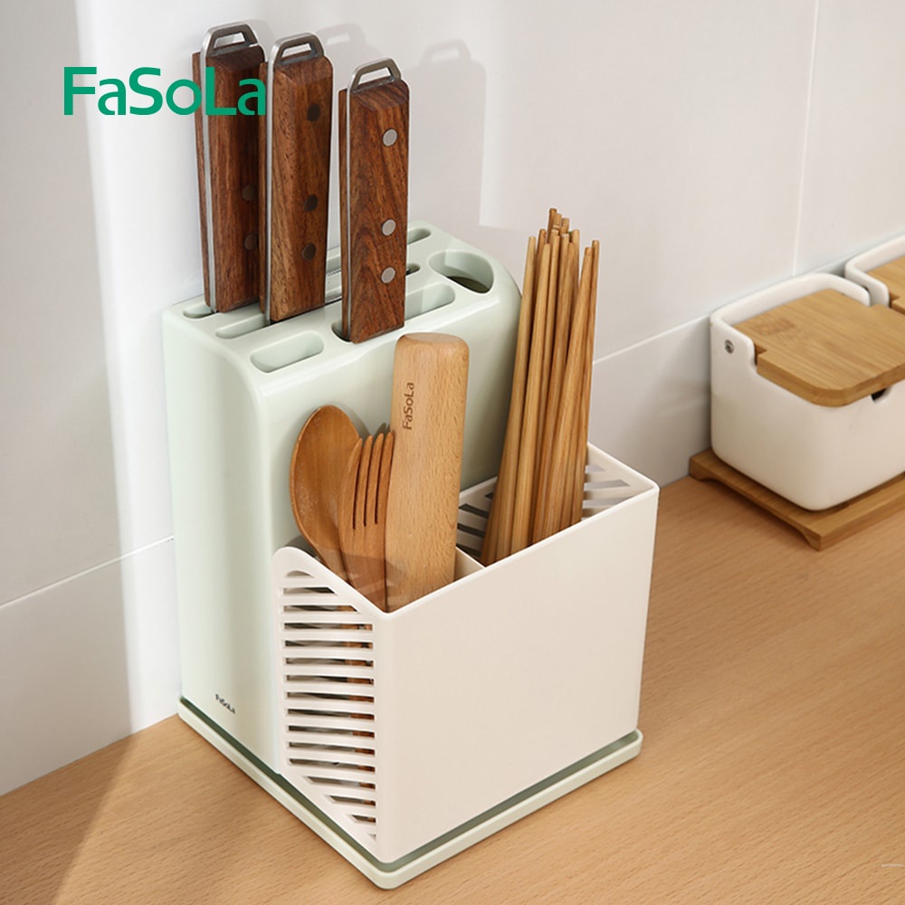 Ống đựng muỗng, đũa kết hợp dao, kéo tiện dụng [FaSoLa] FSLSH-200