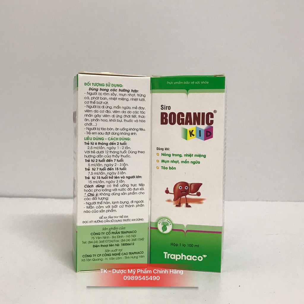 Siro Boganic Kid Hỗ Trợ Trẻ Khỏi Nóng Trong, Nhiệt Miệng, Táo Bón, Mụn Nhọt, Mẩn Ngứa - 100ml