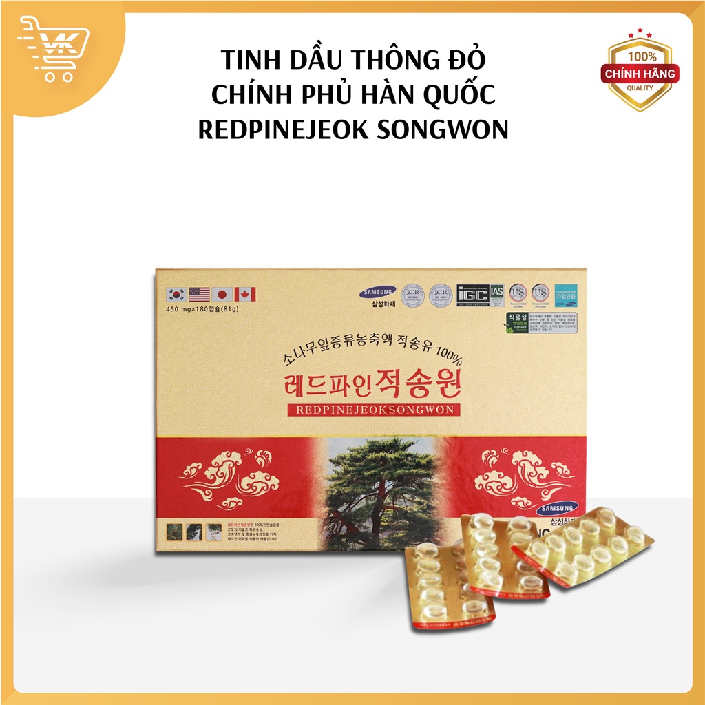 Tinh dầu thông đỏ Chính phủ Hàn Quốc Redpinejeok Songwon 180 viên