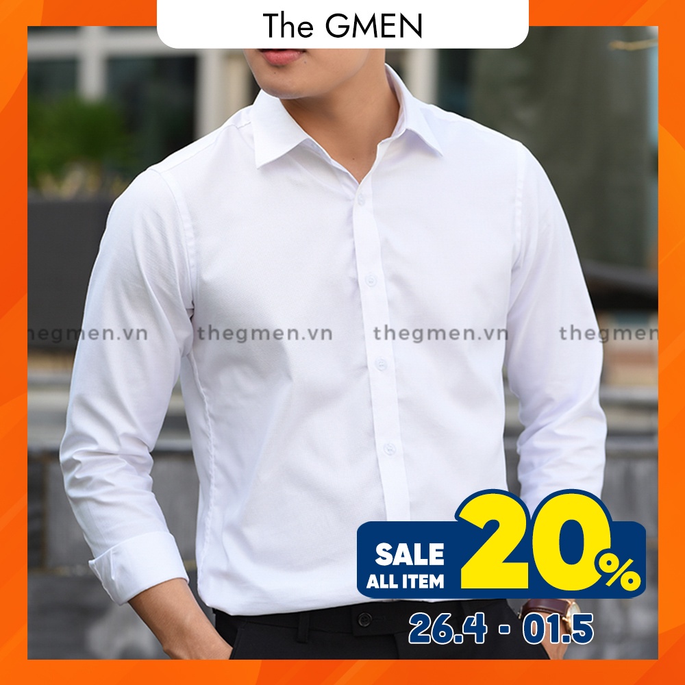 Áo sơ mi nam The GMEN Hạt gạo chống nhăn thoáng mát, bề mặt dệt tổ ong độc đáo