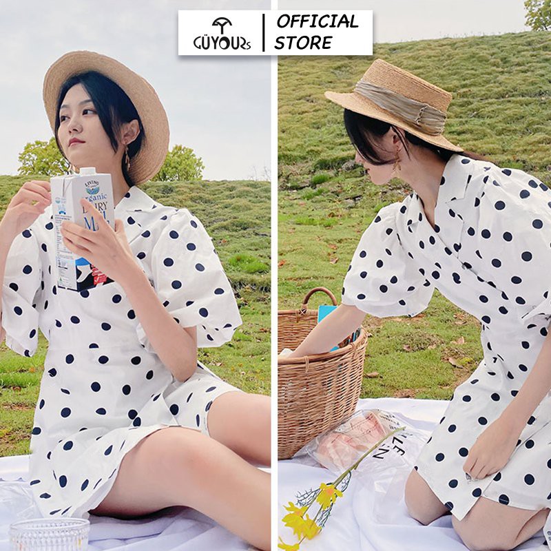 Váy thiết kế GUYOURs đầm họa tiết chấm bi đi chơi dự tiệc siêu đáng yêu GUV115 | BigBuy360 - bigbuy360.vn