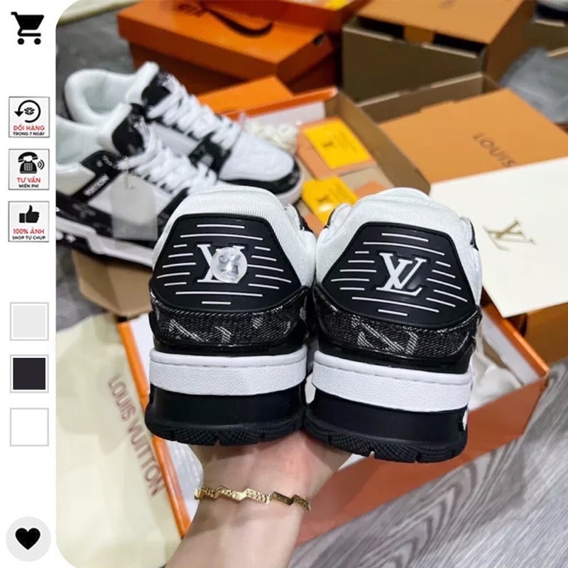 Giày buộc dây Lv  Trainer Black White