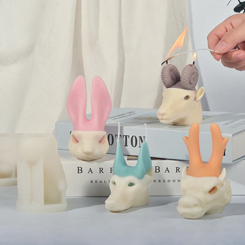1 Bộ Khuôn Làm Nến / Xà Phòng / Sô Cô La Hình Động Vật Bằng Silicone DIY