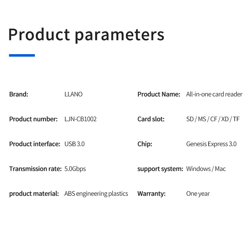 Đầu Đọc Thẻ Nhớ llano LJN-CB1002 USB 3.0 Tốc Độ Cao Đa Năng Cho SD/TF/Micro SD/CF | WebRaoVat - webraovat.net.vn