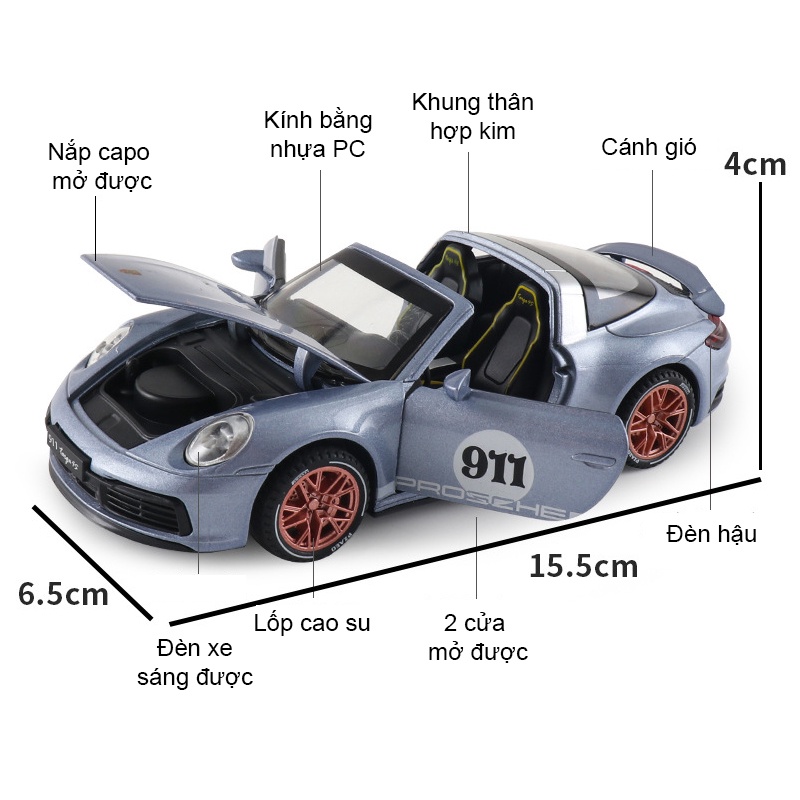 Xe ô tô mô hình Porscher 911 Targa 4S tỷ lệ 1:32 hãng NEWAO khung hợp kim