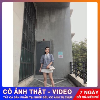 Áo Sơ Mi Nữ Tay Bồng 🎉️FREESHIP️🎉Giảm 30k Khi Nhập Mã [EMILY] Áo Sơ Mi Thiết Kế Kẻ Cổ Nơ Tiểu Thư - Cao Cấp