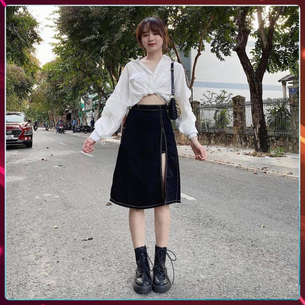 [FreeShip] Chân Váy Xẻ Chỉ Nổi Có Quần Trong Cạp Chun Dáng Suông Freesize - Đầm Xẻ Tà Hyon skirt ulzzang Siêu Hot | BigBuy360 - bigbuy360.vn