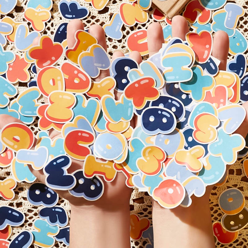 Bộ 50/52 miếng sticker IMOON hình chữ số và chữ cái dễ thương nhiều màu sắc