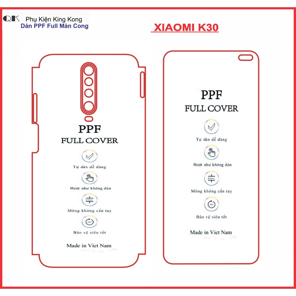 Dán Dẻo PPF Màn Hình Xiaomi Redmi K30/K30 5G / K30 Pro Bảo Vệ Màn Hình