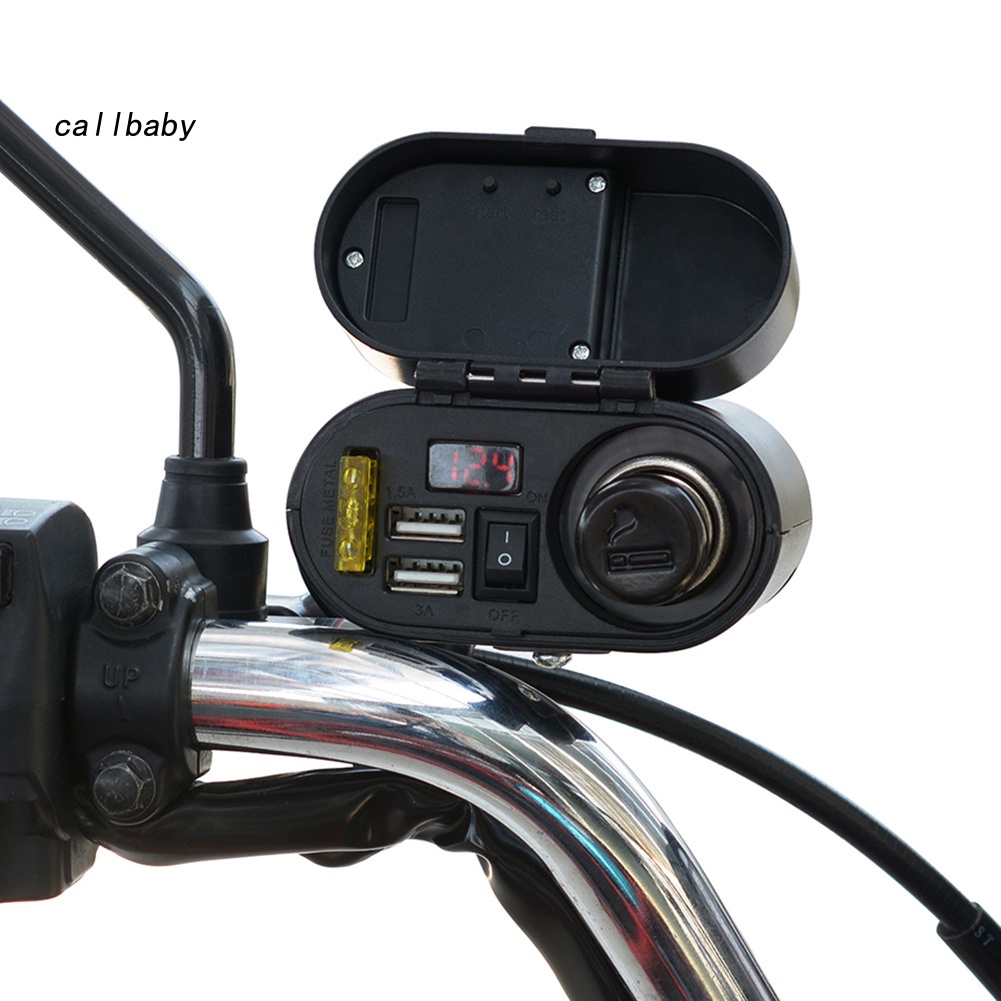 Tẩu Sạc Nhanh 12V Tích Hợp Đồng Hồ Điện Tử Cho Xe Máy