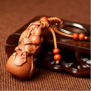 Combo 10 Móc khóa gỗ hồ lô phong thủy may mắn bình an