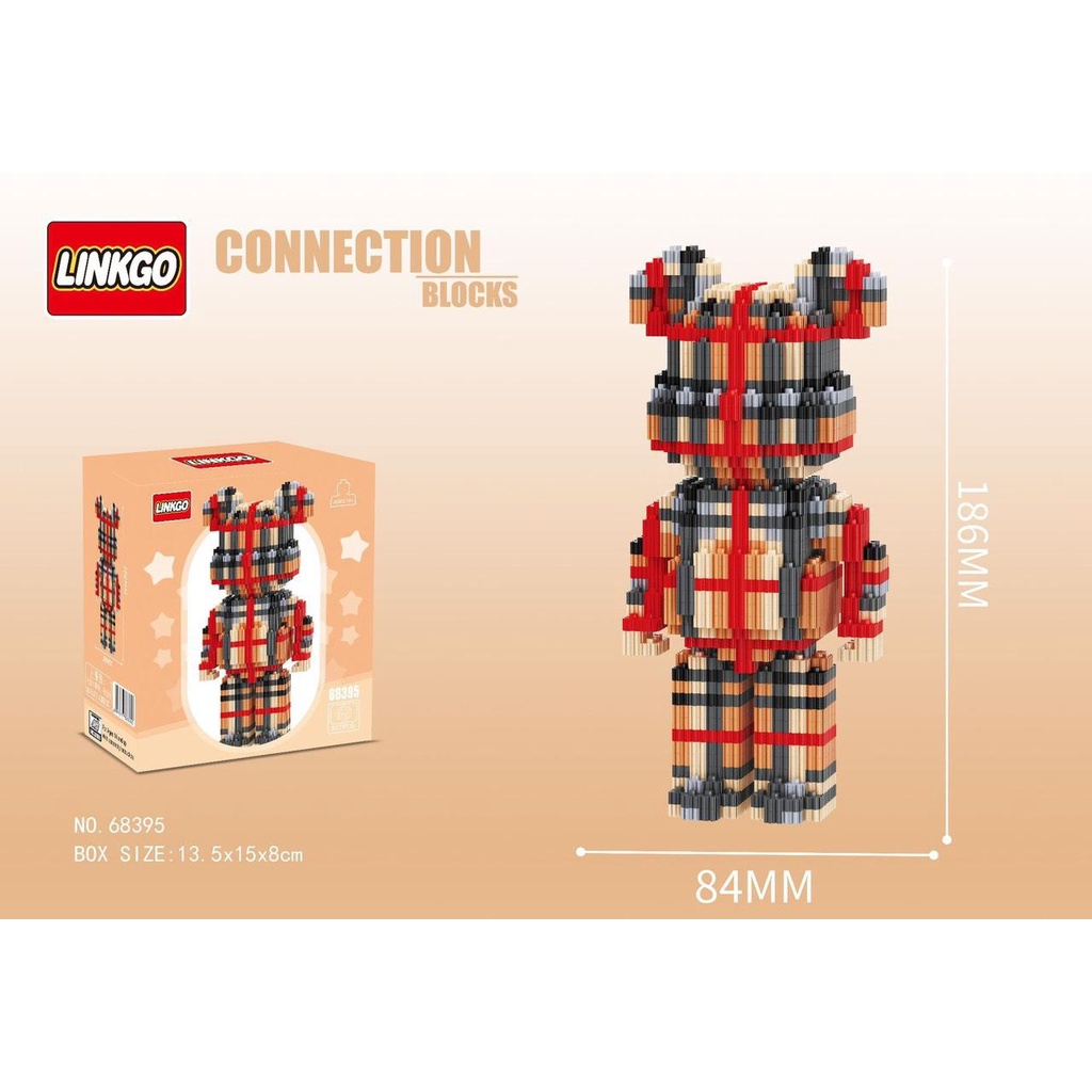 Mô hình đồ chơi lắp ráp gấu bearbrick 19cm/12cm
