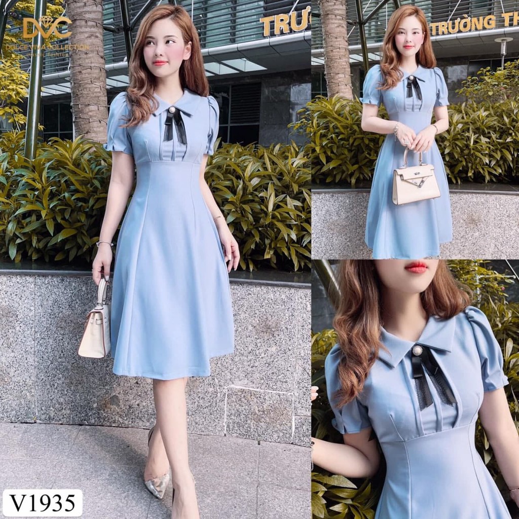 Đầm thiết kế trượt nhật hàn cao cấp không bai không xù vải V1935 Helina Fashion [ảnh thật]