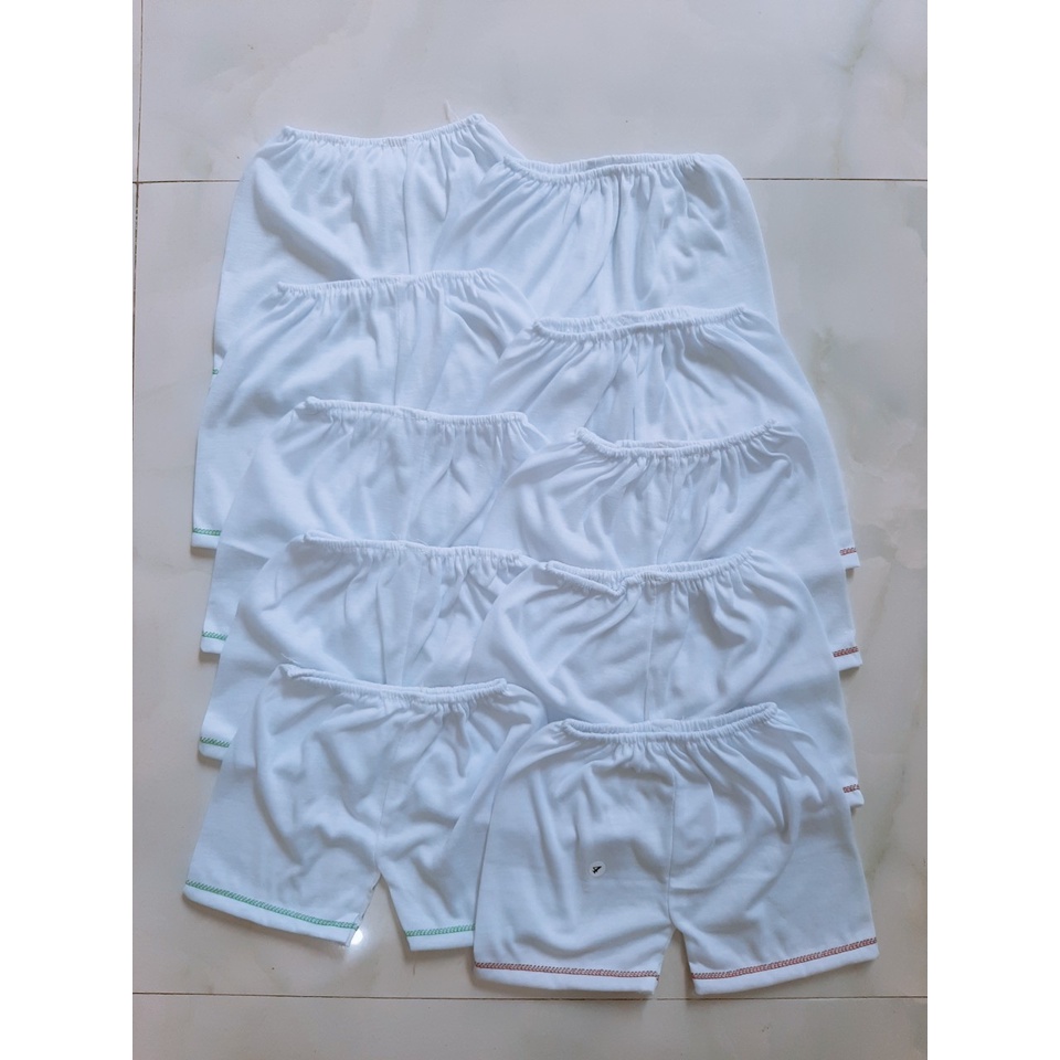 Sét 10 quần đùi  trắng cho bé sơ sinh từ 4-8kg